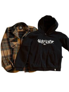 Quiksilver Black Sherpa Zip-Up Kids Hoodie Bundle 10/12